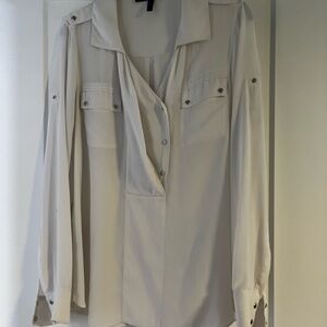 BCBGMaxAzria Cream Button-Down Blouse